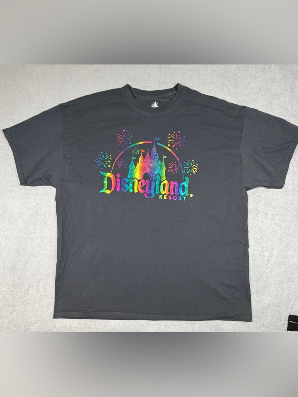 Disney Black Tee with Rainbow Castle and Fireworks